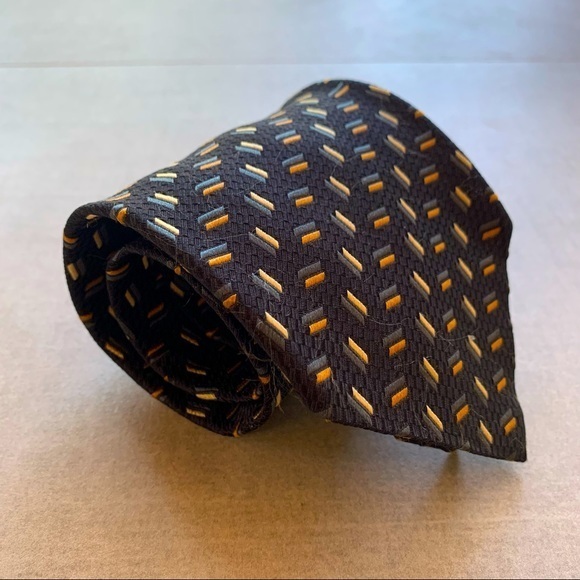 Ermenegildo Zegna Black Orange & Yellow Tie